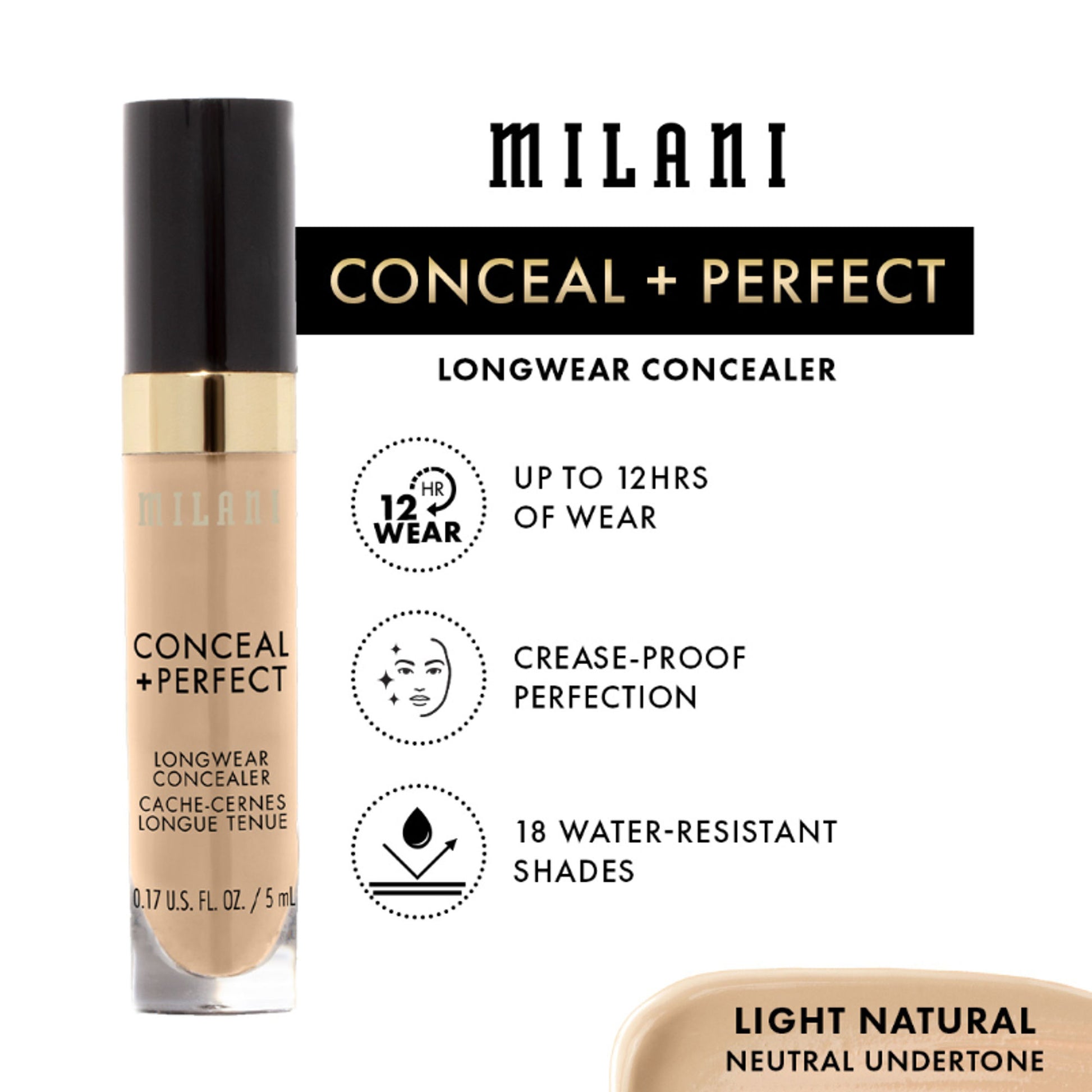 Milani Conceal + Perfect Longwear Concealer - Light Natural