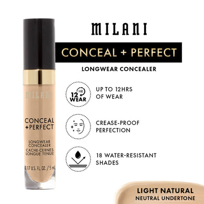 Milani Conceal + Perfect Longwear Concealer - Light Natural