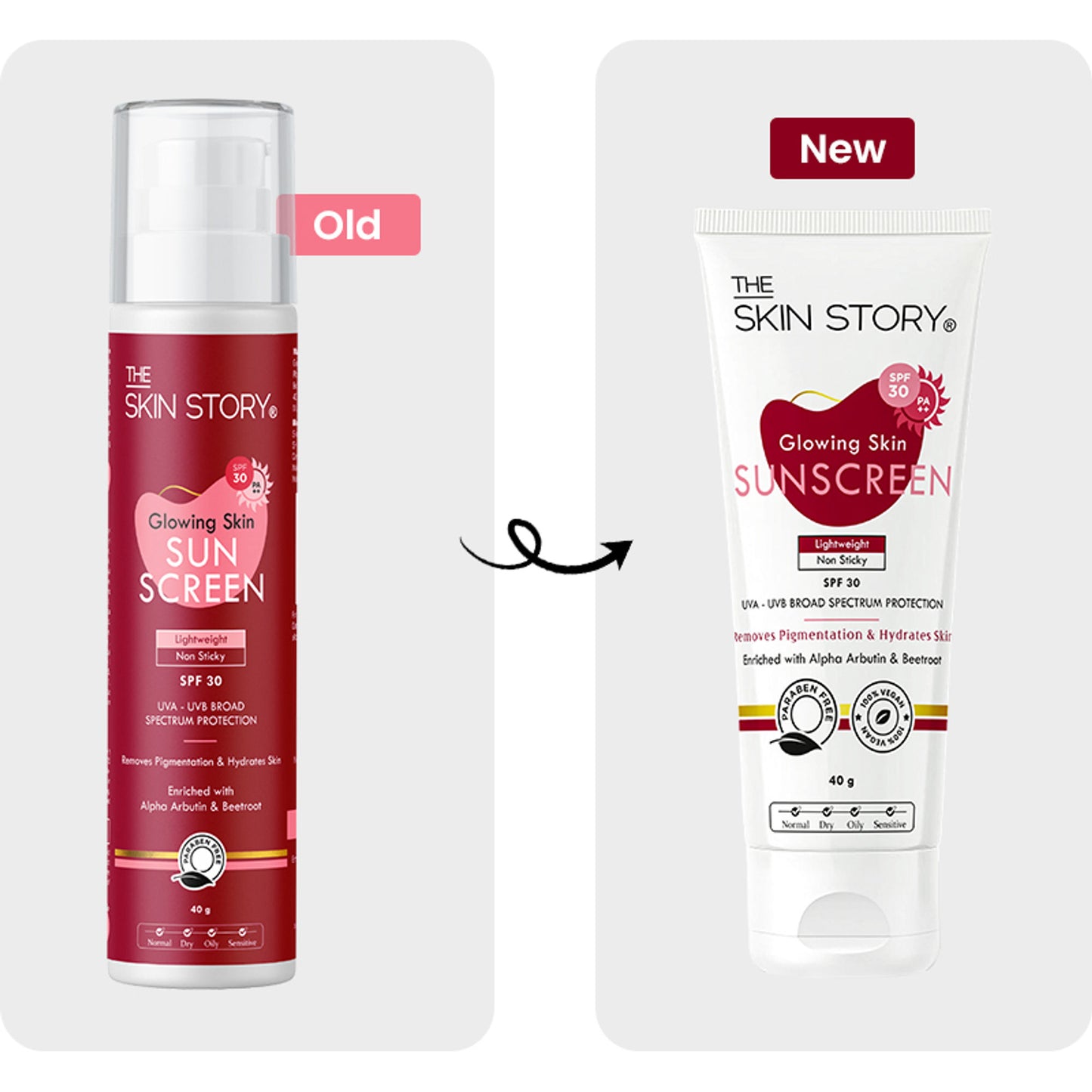 The Skin Story Beetroot Glowing Skin Face Sunscreen SPF 30 PA++ For Sun Tan Dark Spots Pigmentation
