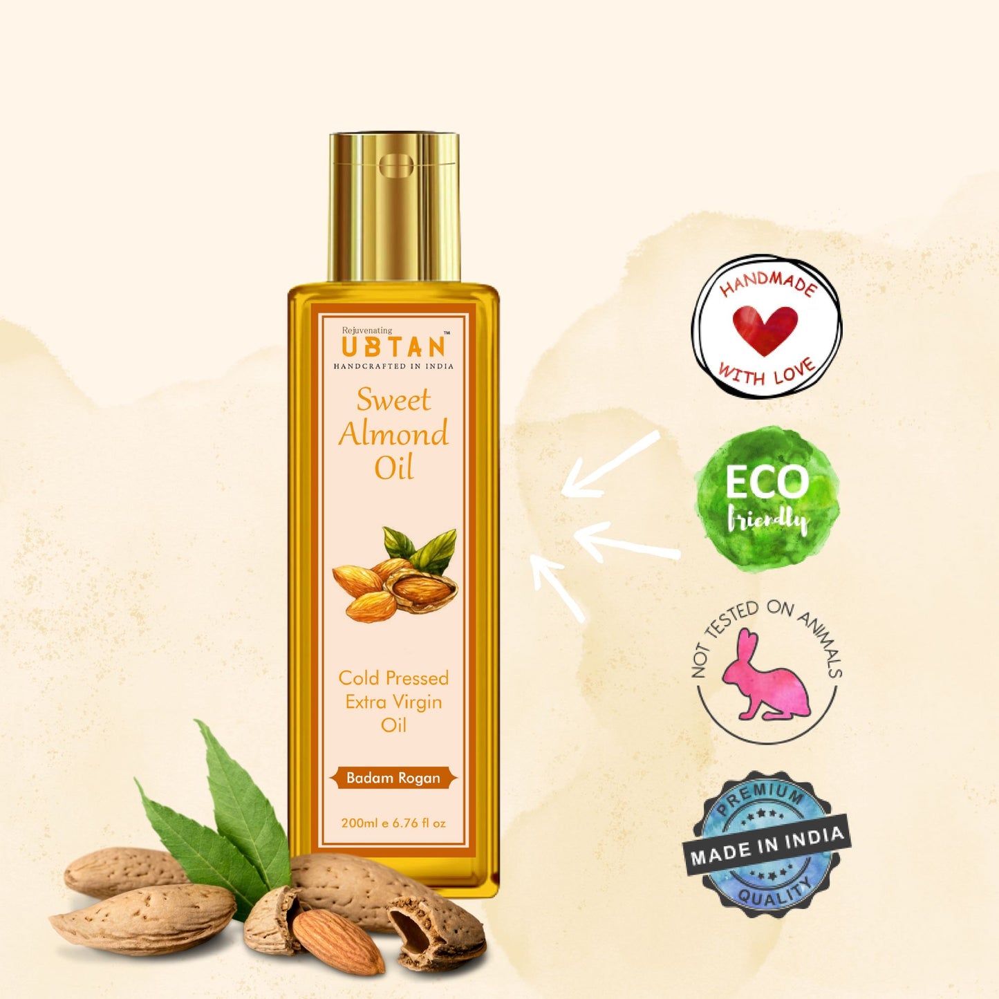 Rejuvenating UBTAN Cold Pressed Extra Virgin Sweet Almond Oil