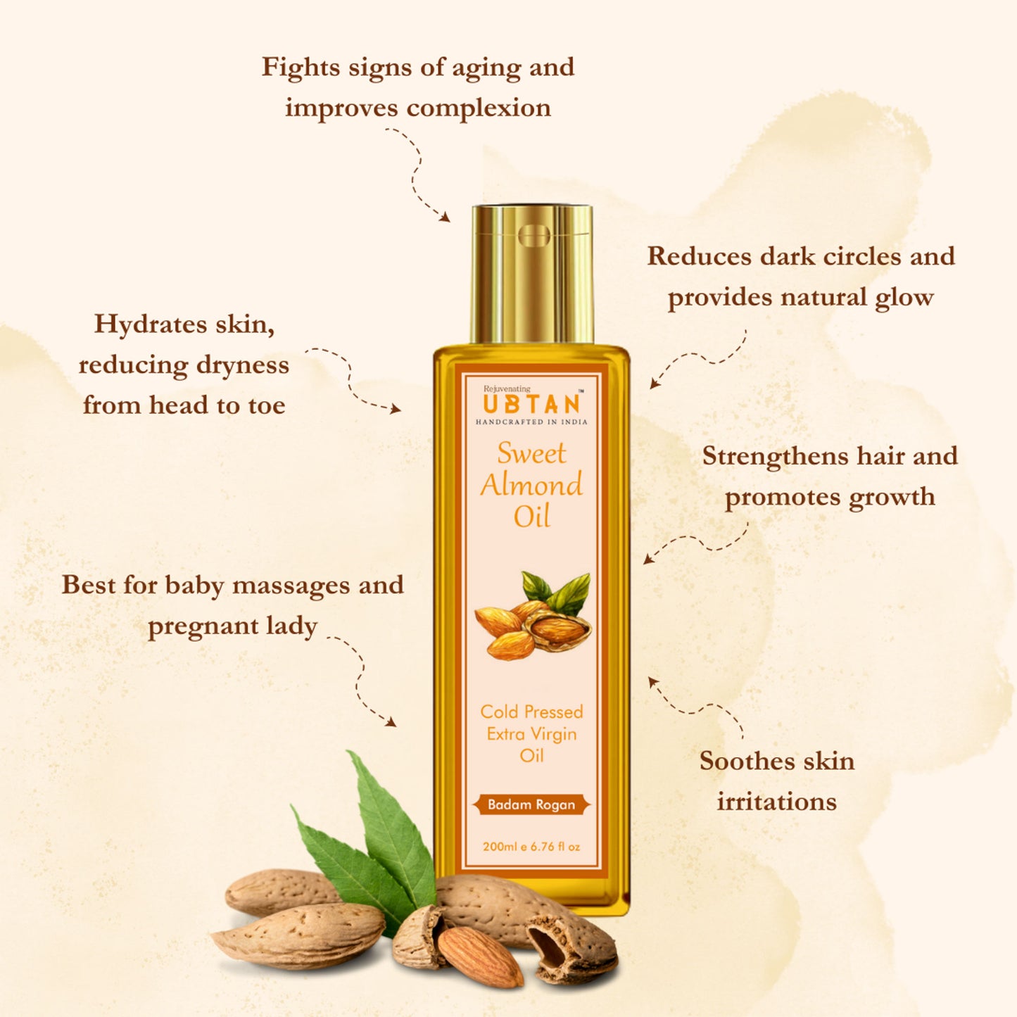 Rejuvenating UBTAN Cold Pressed Extra Virgin Sweet Almond Oil