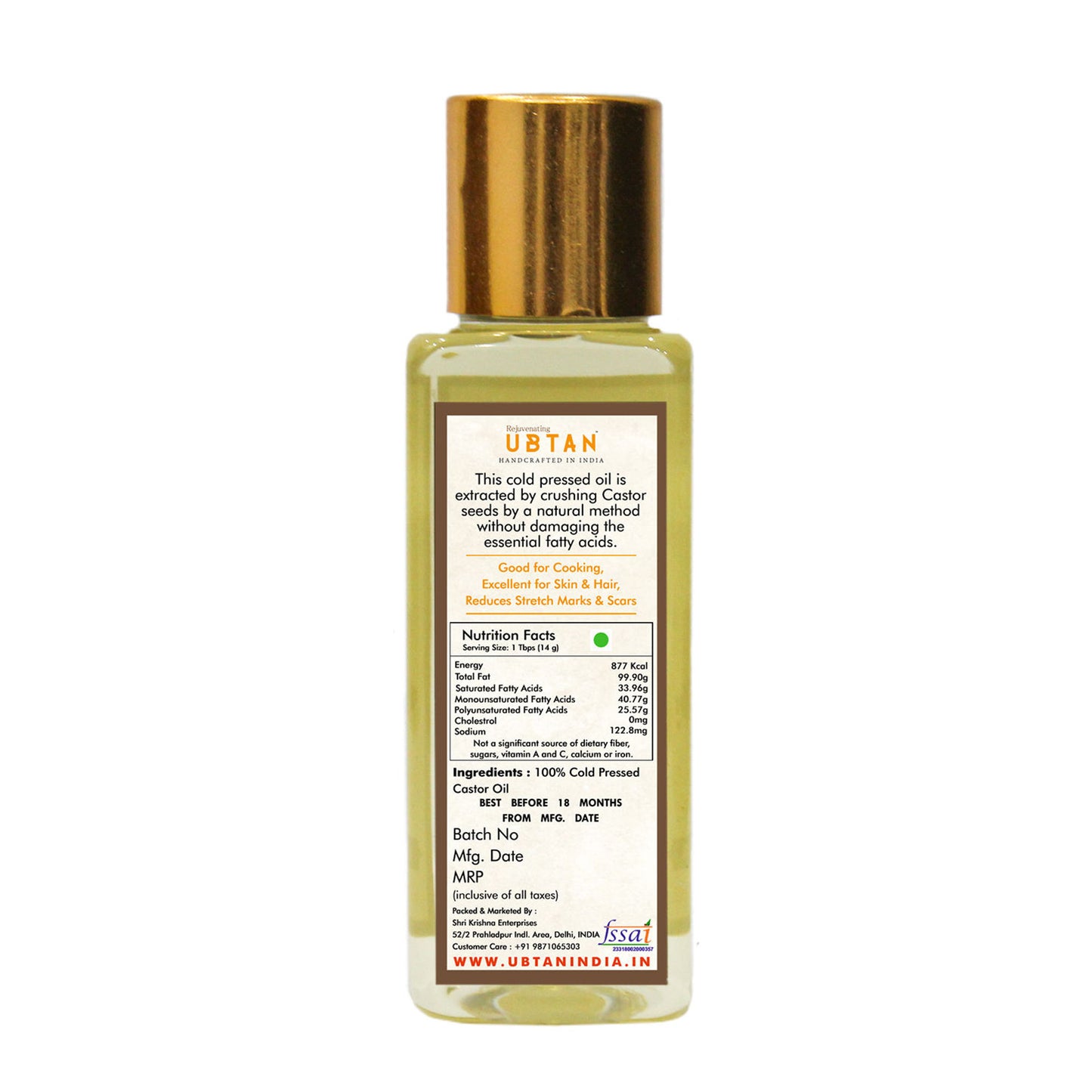 Rejuvenating UBTAN Cold Pressed Castor Oil