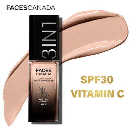 Faces Canada 3 In 1 All Day Hydra Matte Foundation - Rose Ivory 011