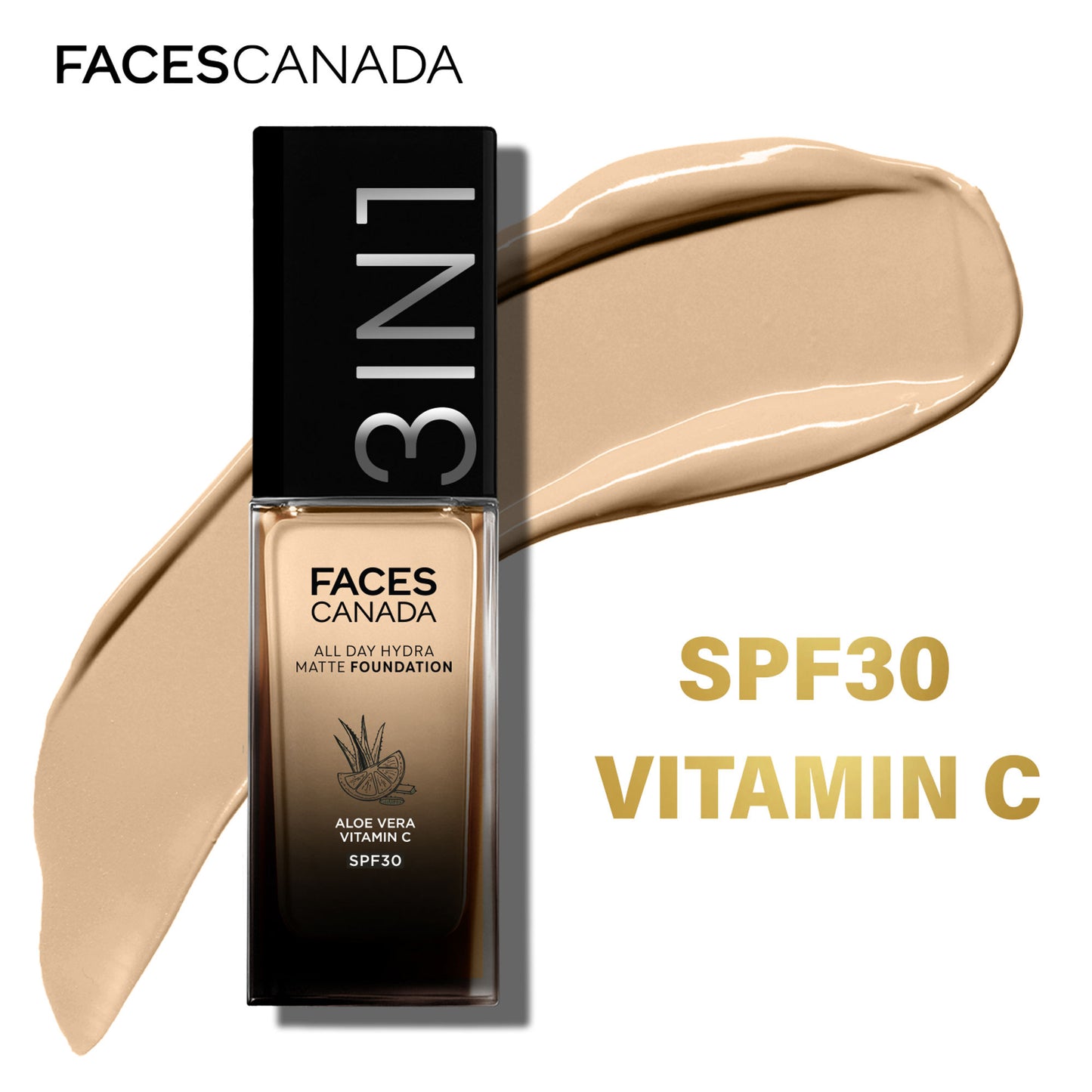 Faces Canada 3 In 1 All Day Hydra Matte Foundation - Absolute Ivory 012