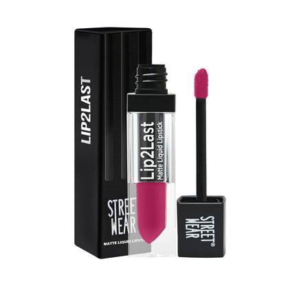 Street Wear Lip2last Matte Liquid Lipstick in Go Go Rose showing a vibrant pink liquid lipstick applied on lips.
