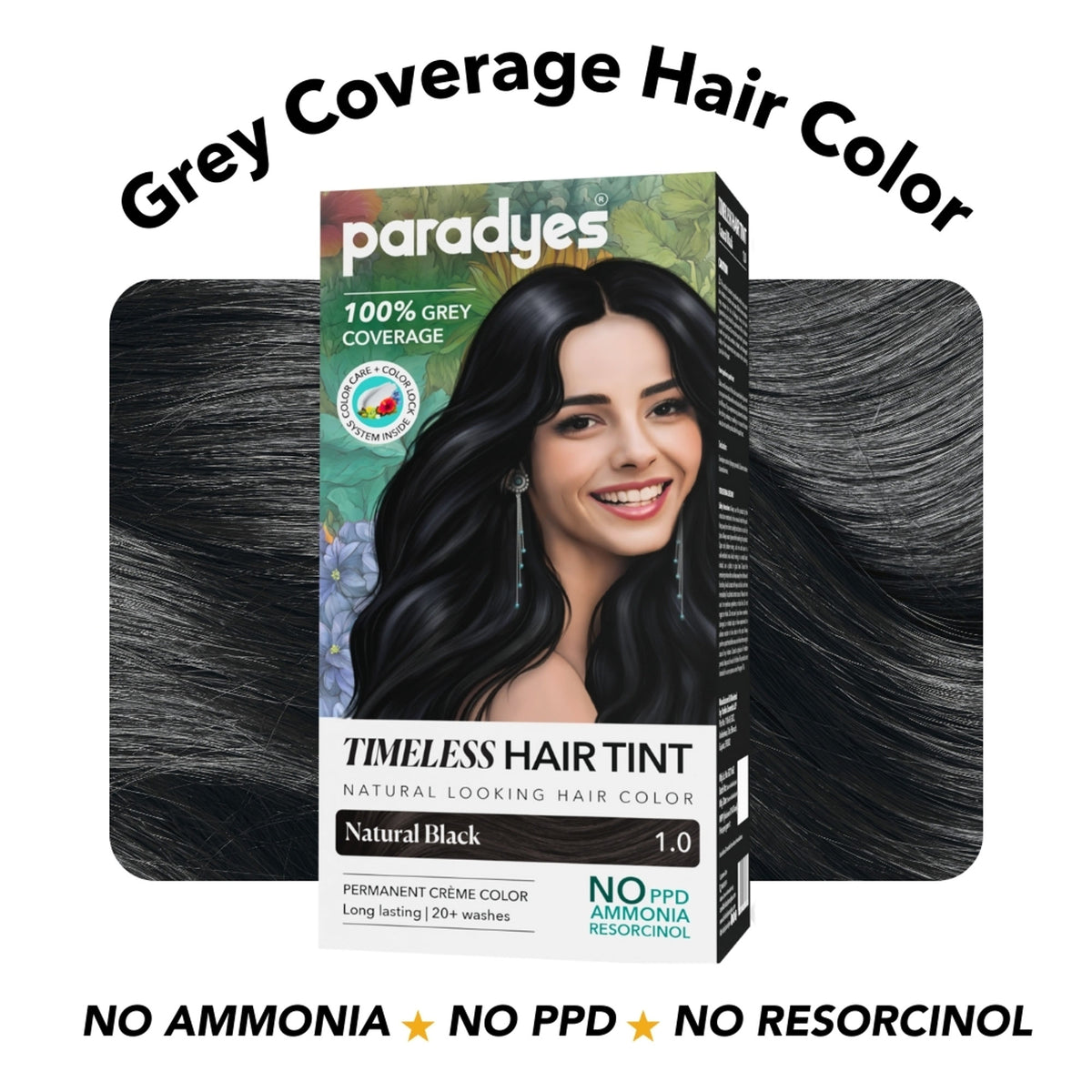Paradyes Timeless Permanent Creme Hair Colour - 1.0 Natural Black