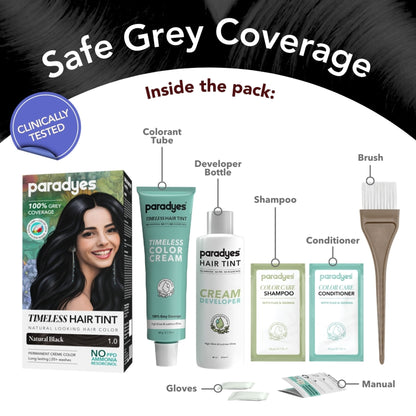 Paradyes Timeless Permanent Creme Hair Colour - 1.0 Natural Black