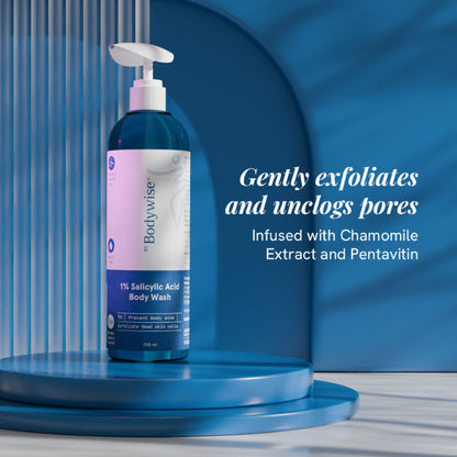 Be Bodywise 1% Salicylic Acid Body Wash, Treats Body Acne & Strawberry Skin - Exfoliating Shower Gel