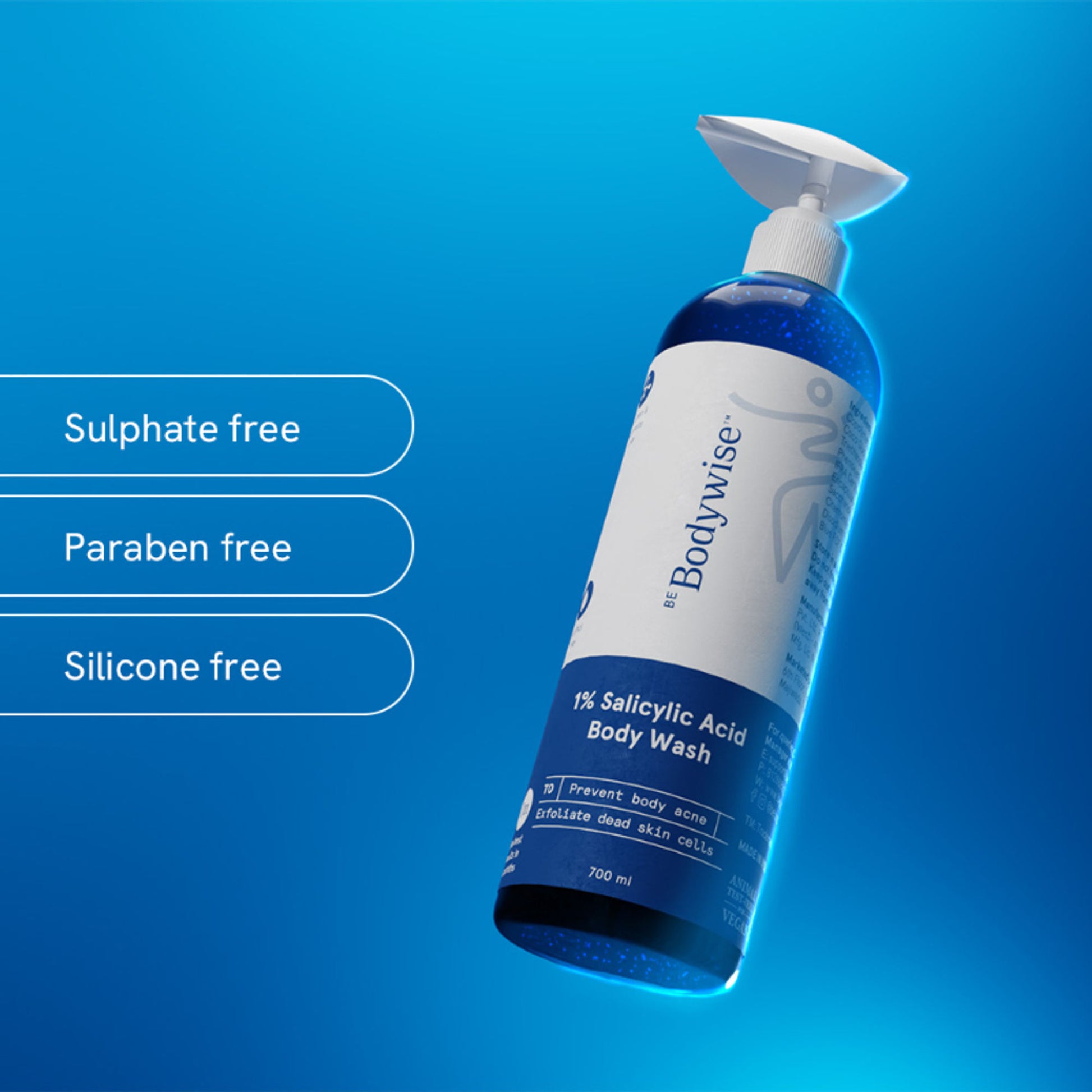Be Bodywise 1% Salicylic Acid Body Wash, Treats Body Acne & Strawberry Skin - Exfoliating Shower Gel