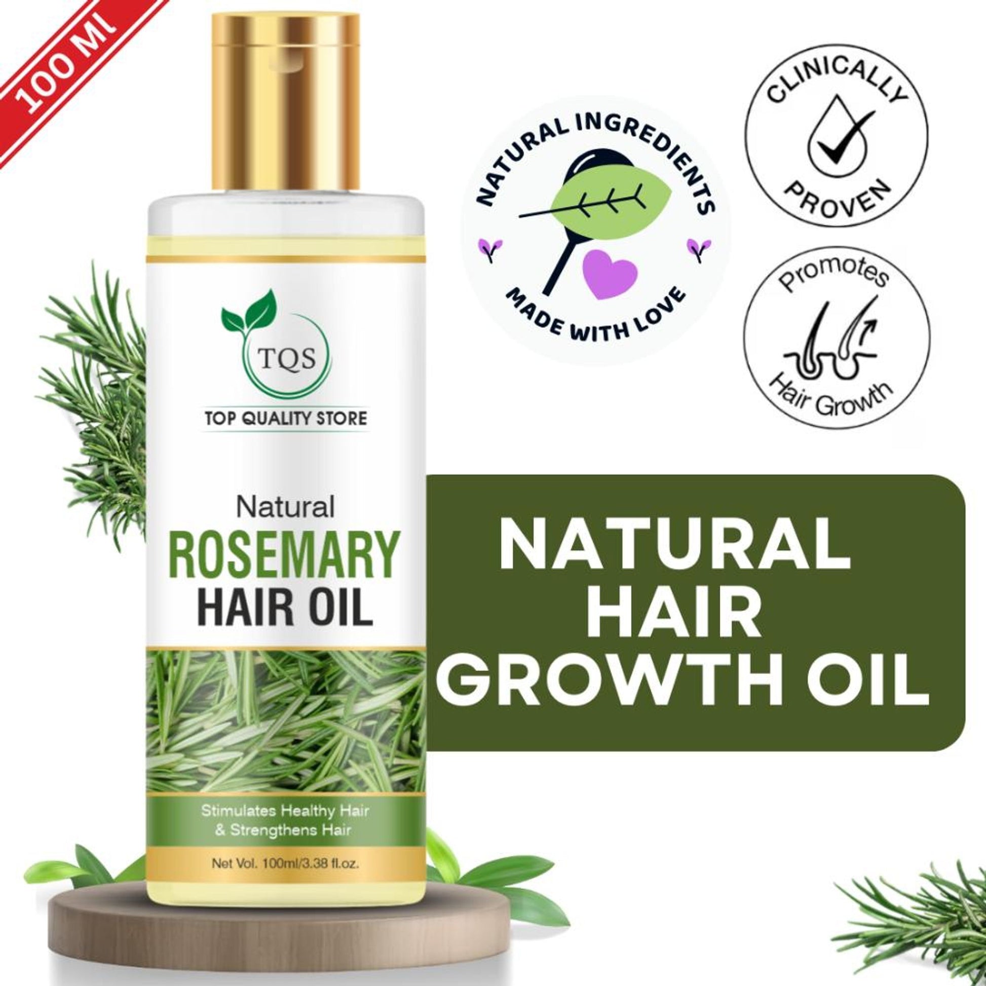 TQS 100% Natural Rosemary Hair Growth Oil For Hair Fall & Dandruff Control, Light Hair Oil