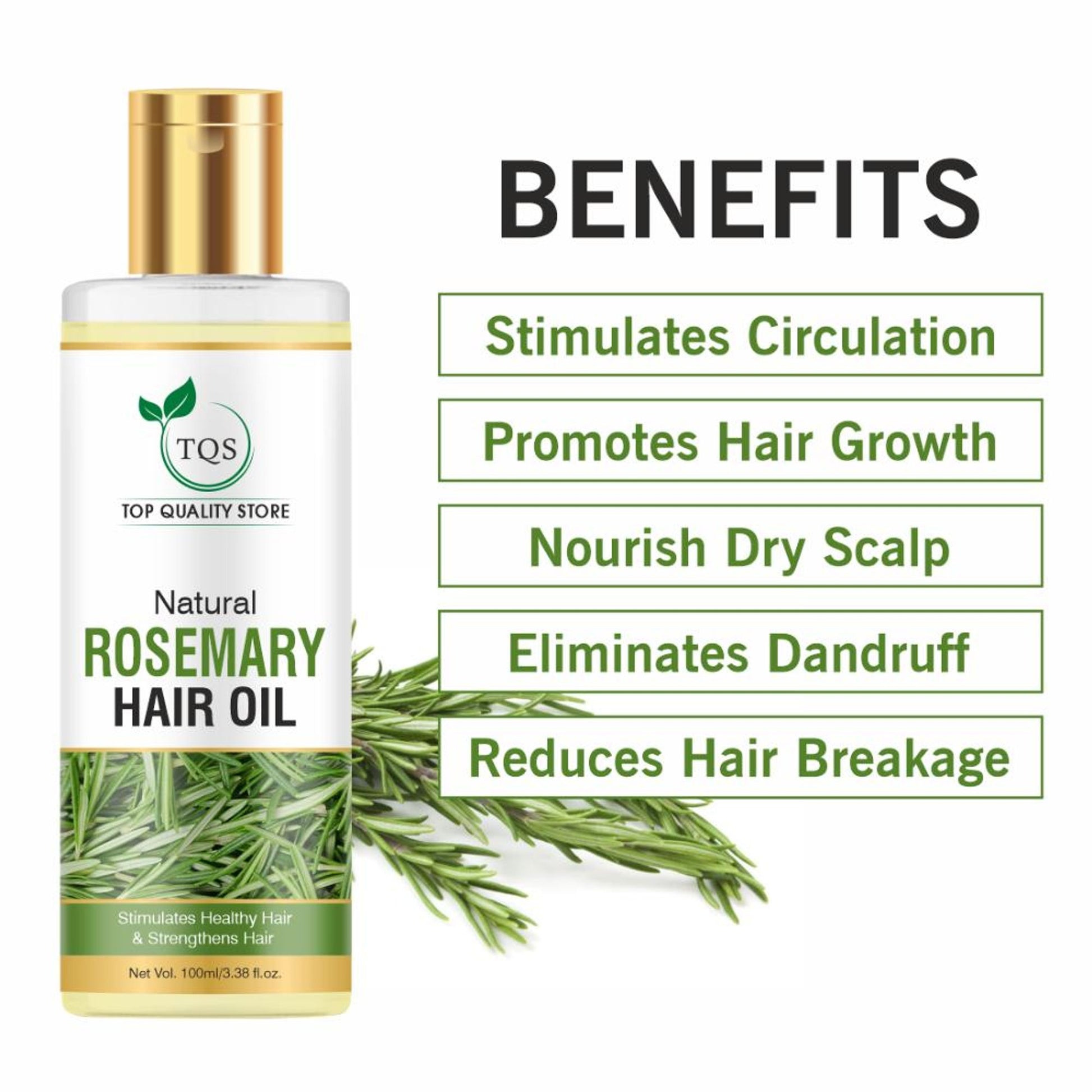 TQS 100% Natural Rosemary Hair Growth Oil For Hair Fall & Dandruff Control, Light Hair Oil