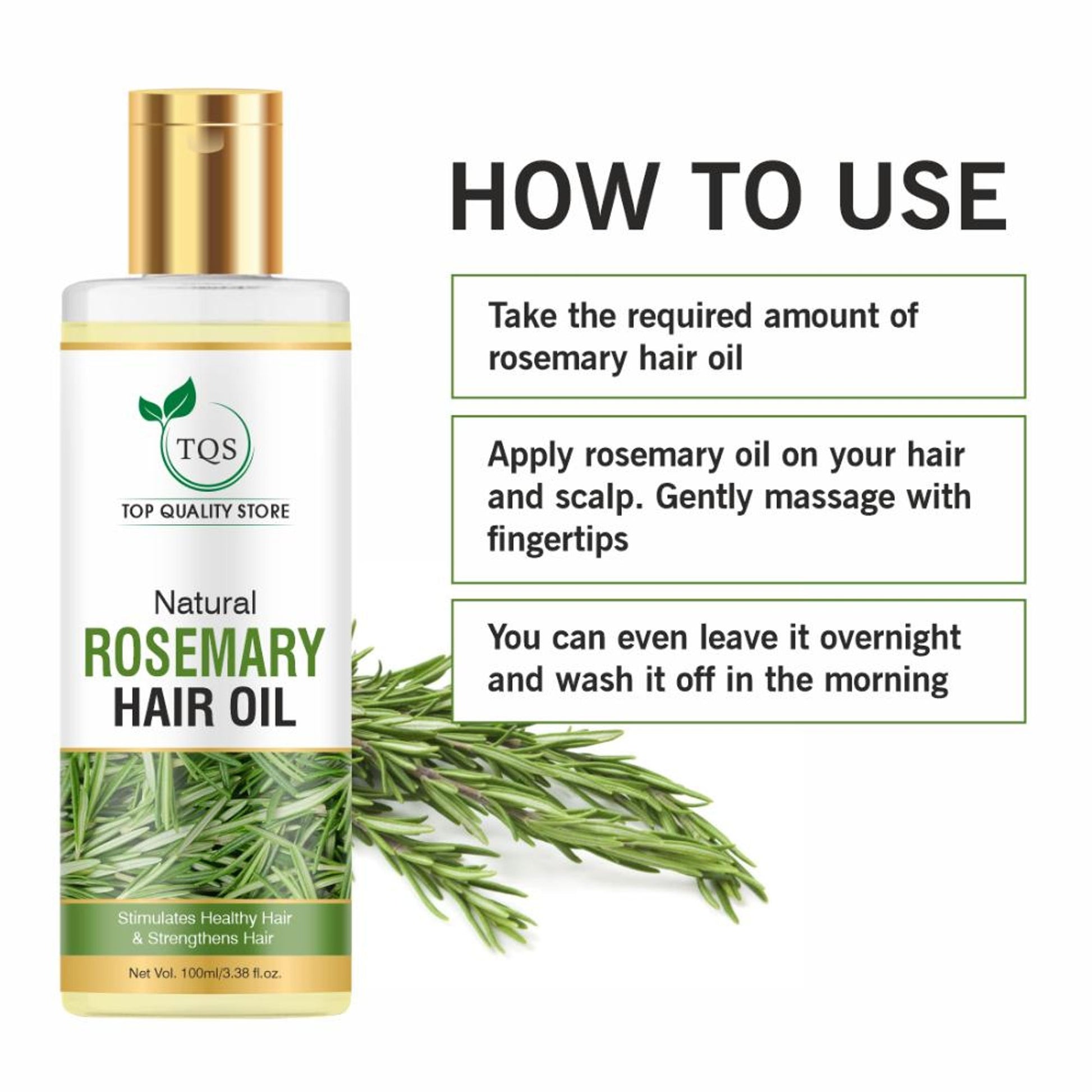 TQS 100% Natural Rosemary Hair Growth Oil For Hair Fall & Dandruff Control, Light Hair Oil