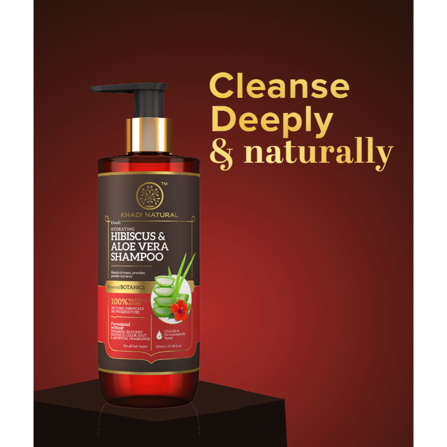 Khadi Natural Hibiscus & Aloevera Shampoo Hydrates & Cleanses Hair - Powered Botanics