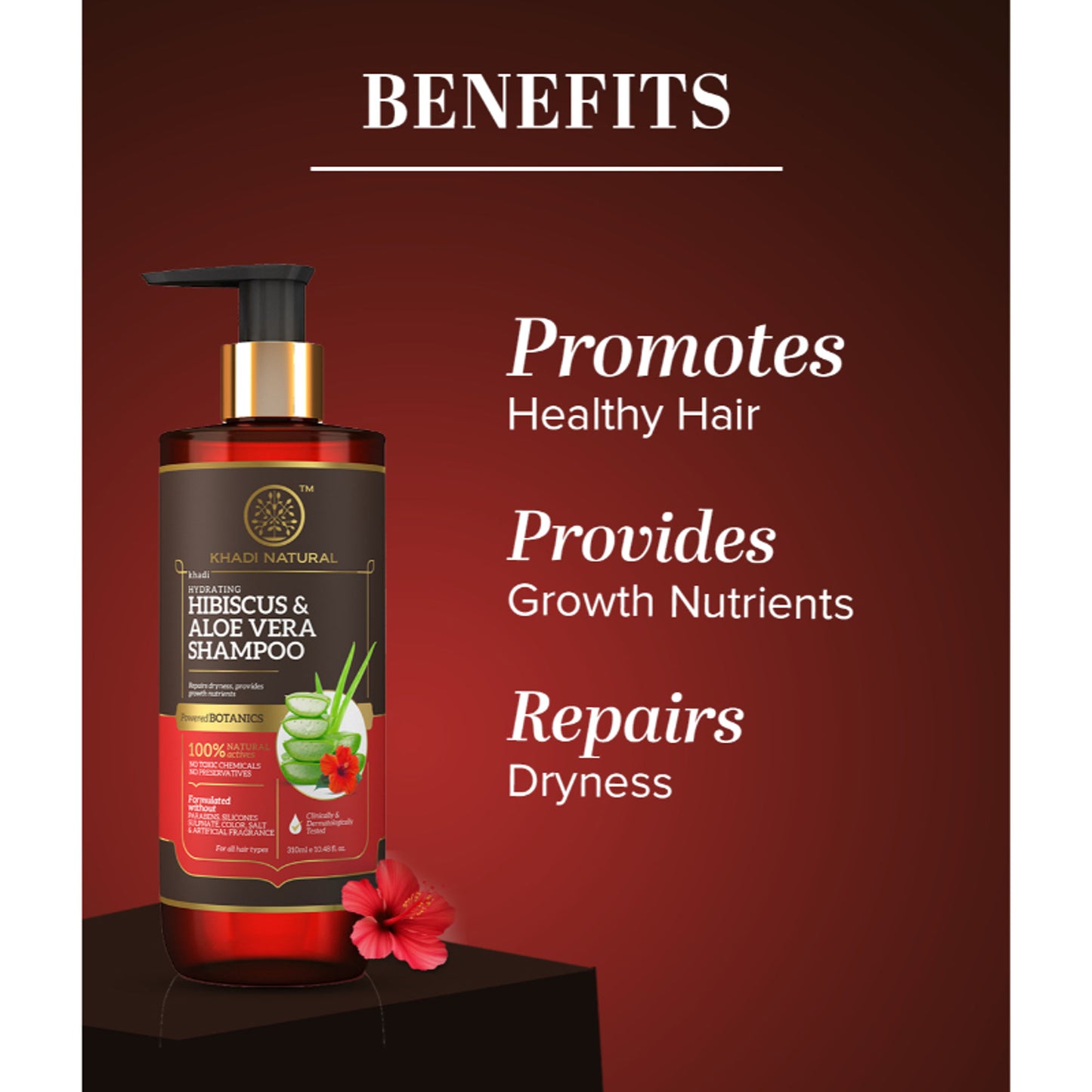 Khadi Natural Hibiscus & Aloevera Shampoo Hydrates & Cleanses Hair - Powered Botanics
