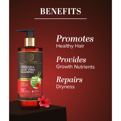 Khadi Natural Hibiscus & Aloevera Shampoo Hydrates & Cleanses Hair - Powered Botanics