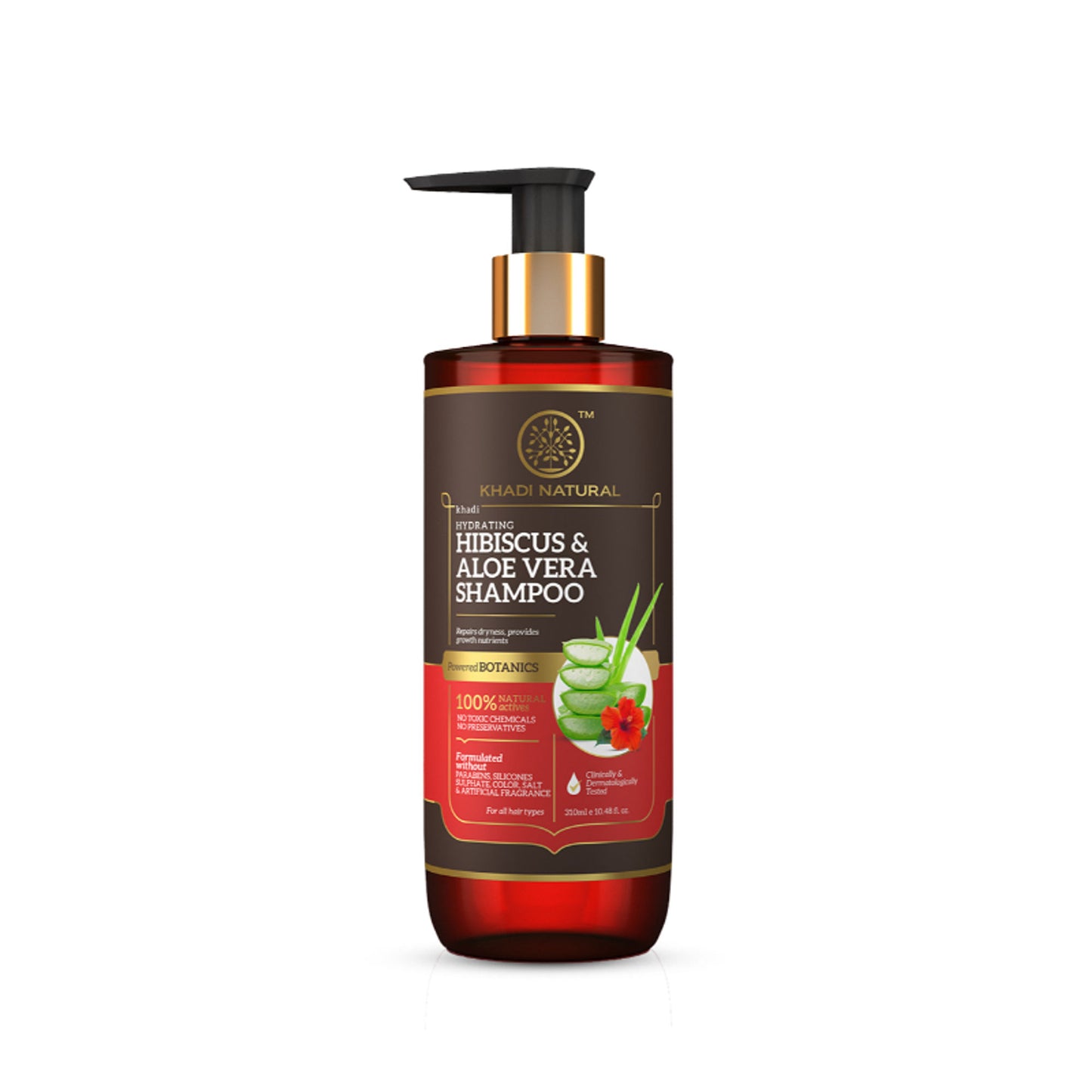 Khadi Natural Hibiscus & Aloevera Shampoo Hydrates & Cleanses Hair - Powered Botanics