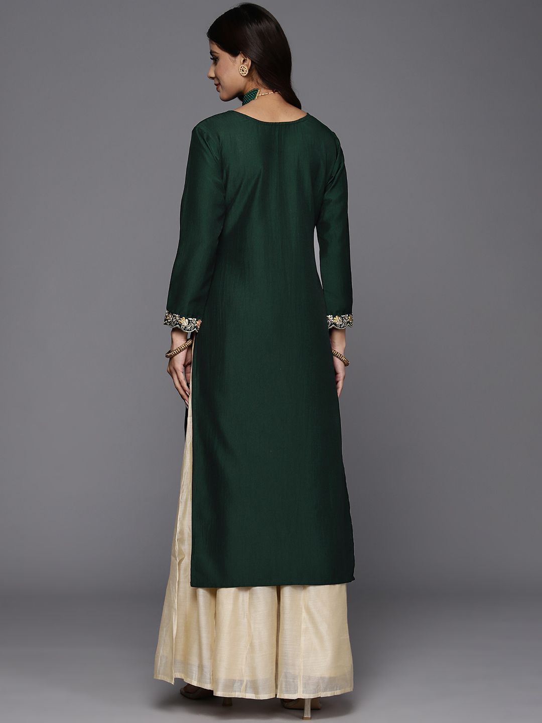 Dhiyona IE Floral Yoke Design Sequined Kurta