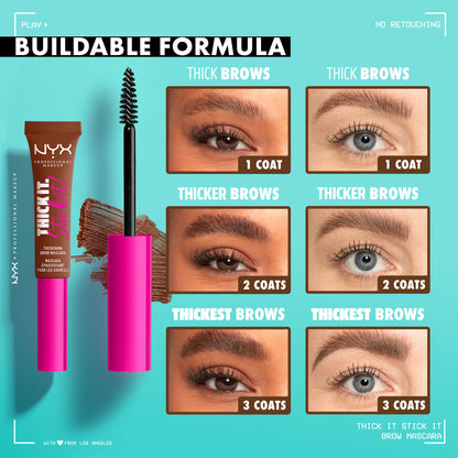 NYX Professional Makeup Thick It Stick It Brow Mascara - Brunette - Black