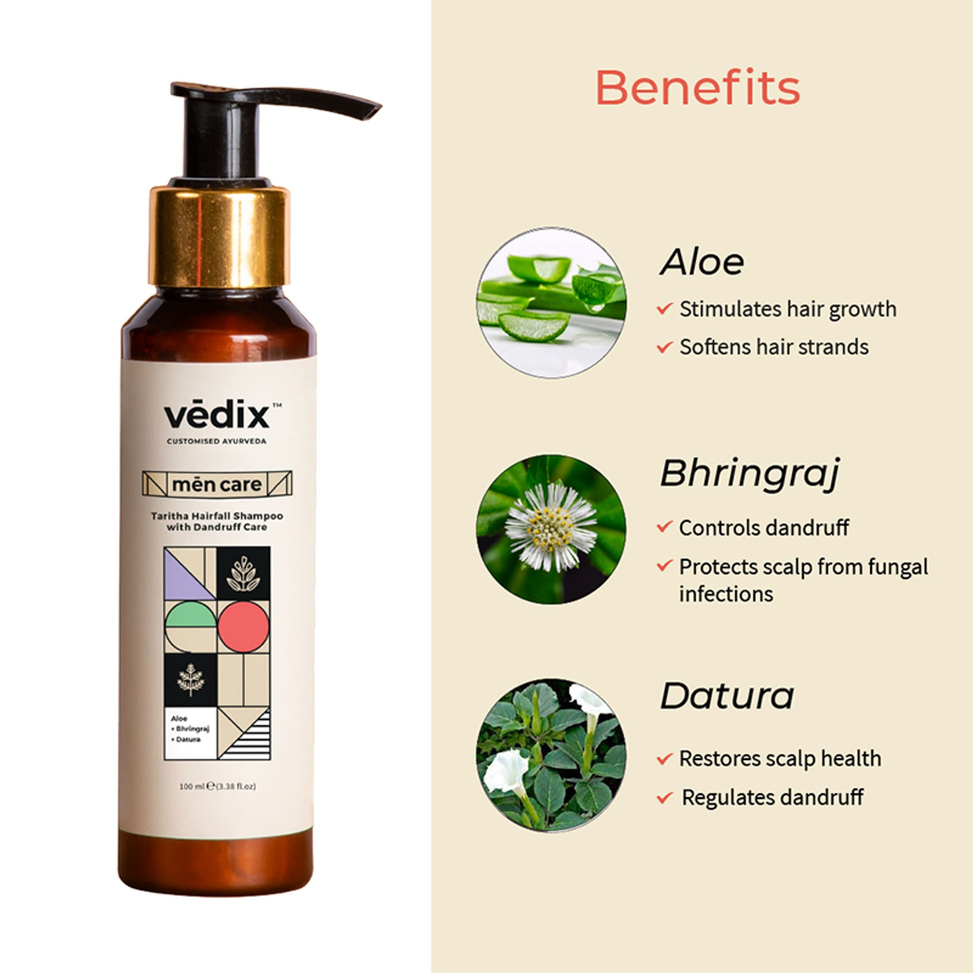 Vedix Dandruff Shampoo For Men - Normal-Oily Hair - Taritha Hair Fall Dandruff Shampoo