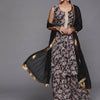 Dhiyona VA Women'sFloral Printed Pleated Gotta Patti Kurta with Sharara & Dupatta