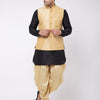Men's Black Silk Blend Straight Jacket  Kurta and Dhoti Set