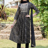 Dhiyona IE Black Leheriya Printed Mirror Work A-Line Kurta & Trousers & With Dupatta