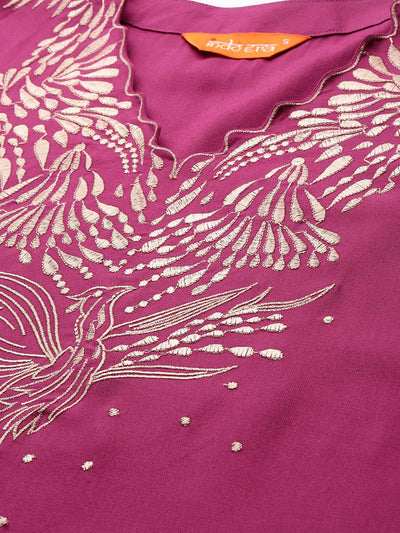 Indyancart IE Embroidered Kurta with Trousers