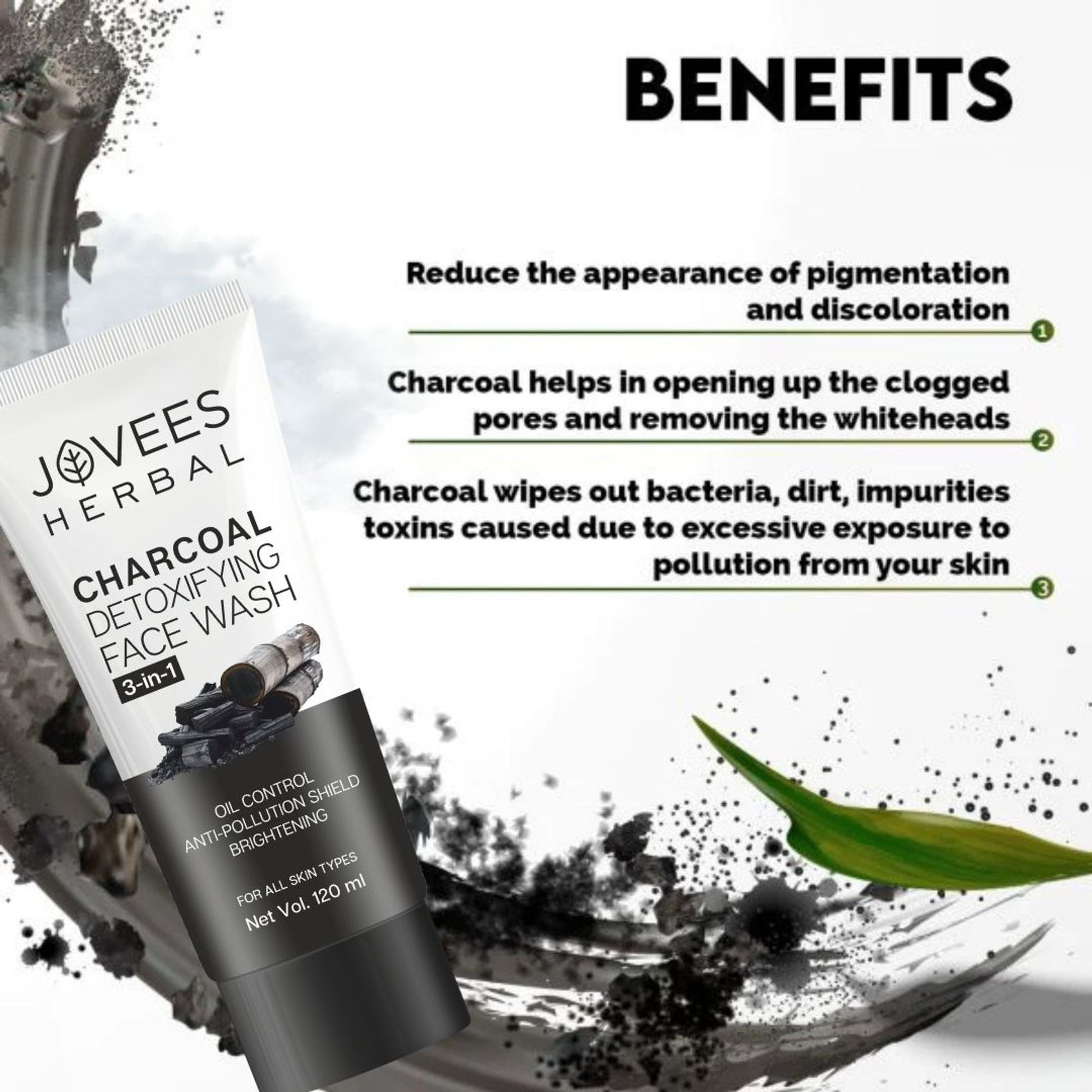 Jovees Activated Charcoal Detoxifying Face Wash Smooth & Supple Skin