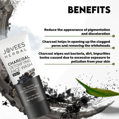 Jovees Activated Charcoal Detoxifying Face Wash Smooth & Supple Skin