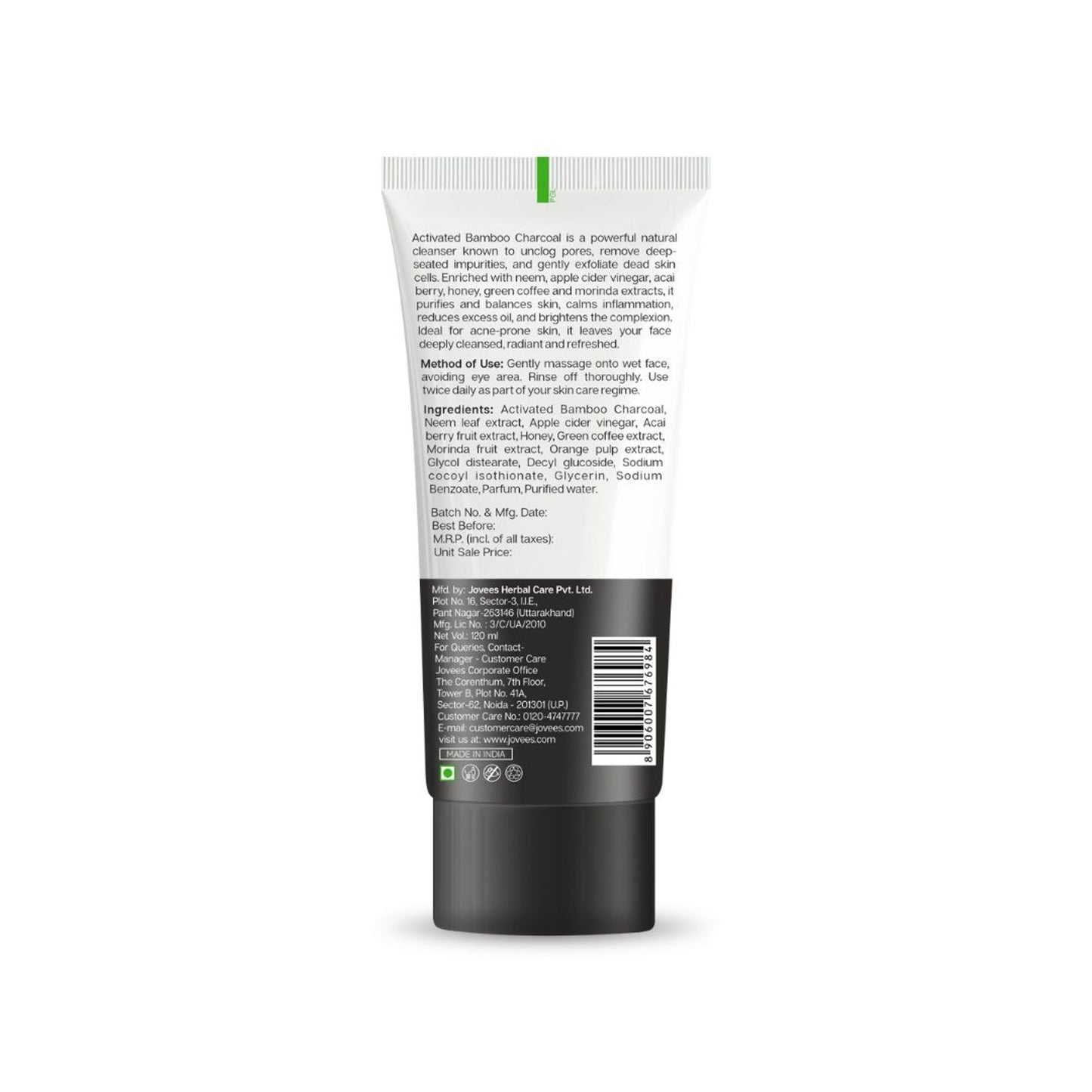 Jovees Activated Charcoal Detoxifying Face Wash Smooth & Supple Skin