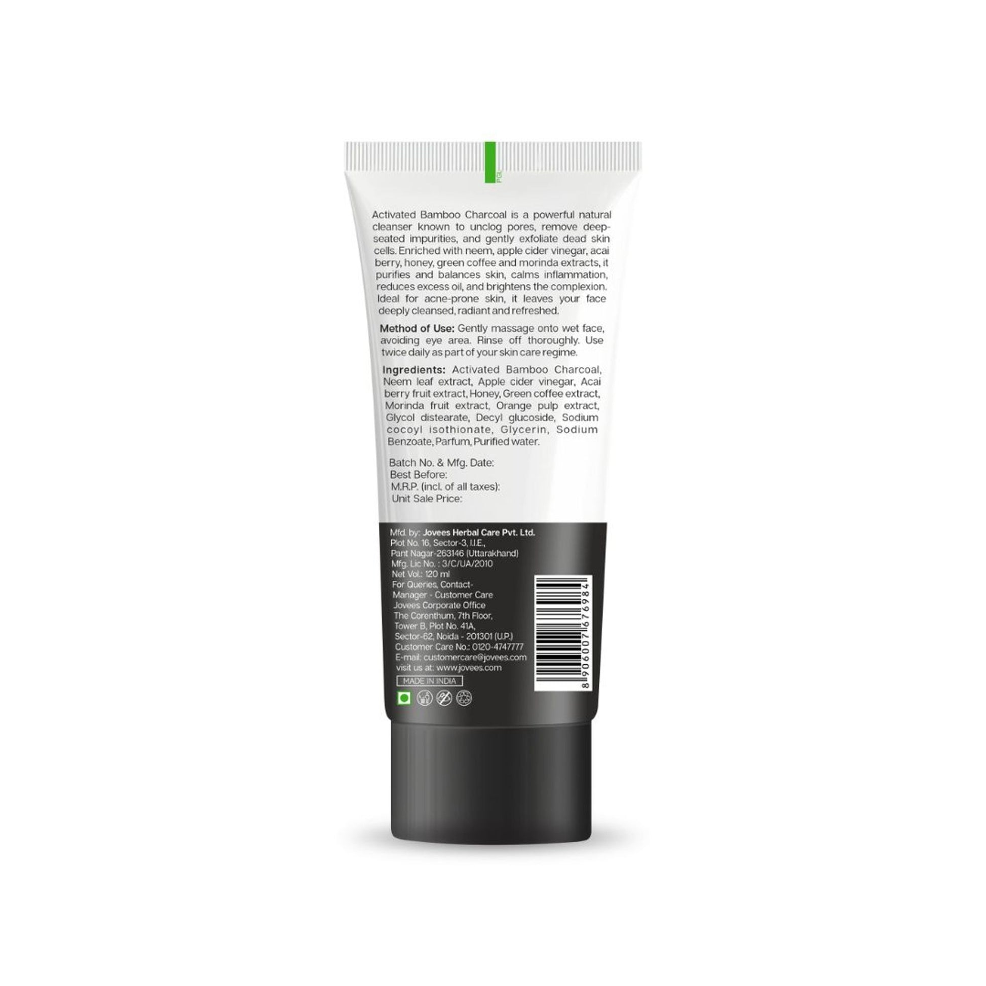Jovees Activated Charcoal Detoxifying Face Wash Smooth & Supple Skin