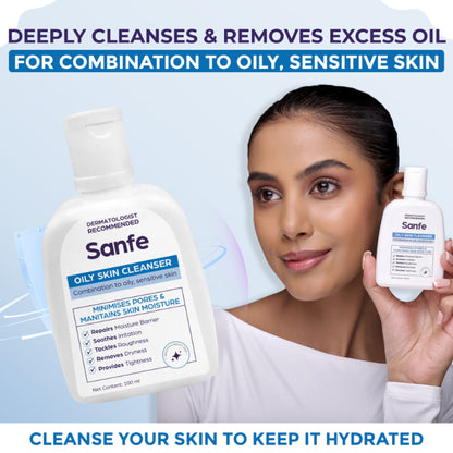 Sanfe Oily Skin Cleanser | For skin repair, dryness, tighter skin - For Oily, Acne Prone Skin, 100ml