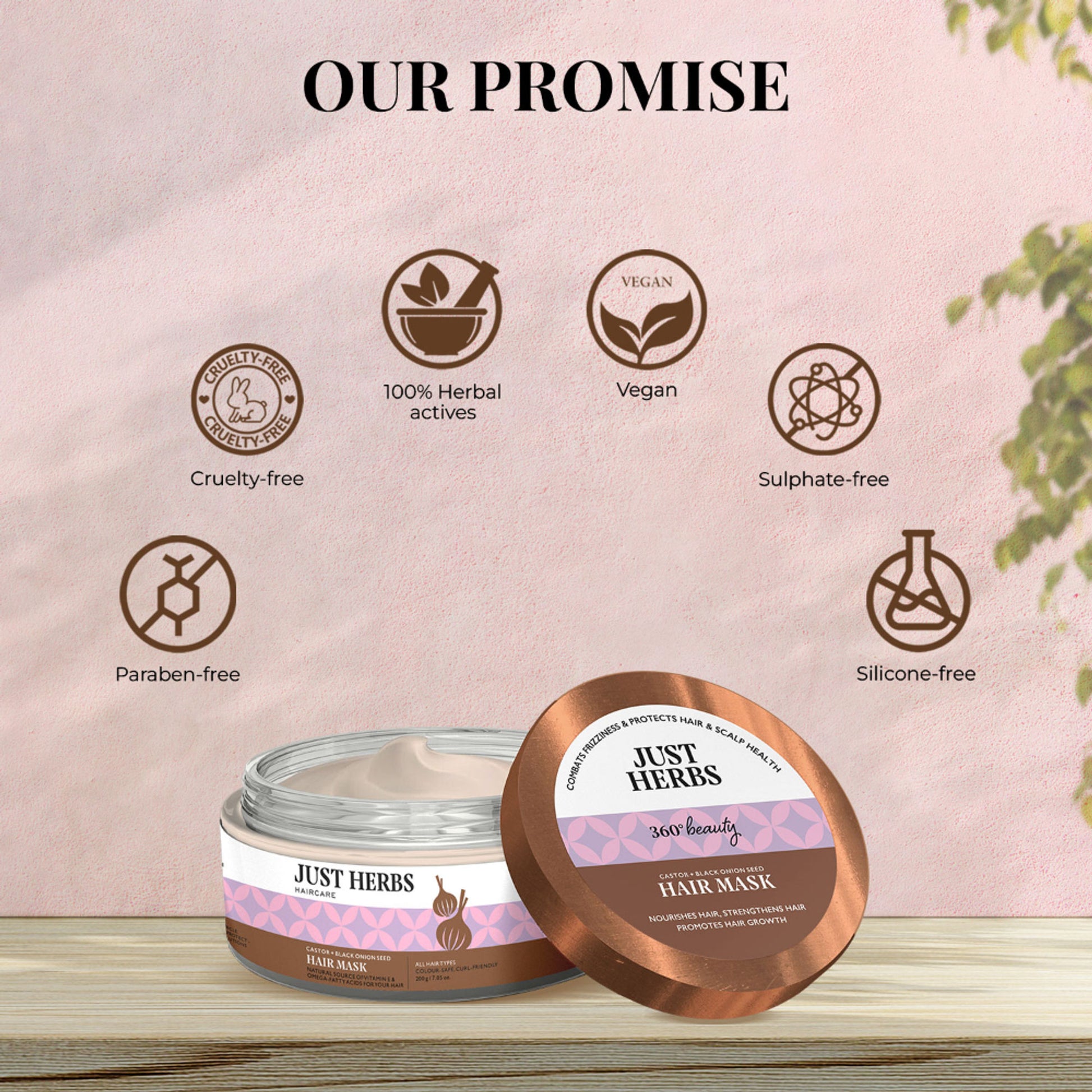 Just Herbs Castor & Black Onion Seed Hair Mask For Hairfall & Dandruff
