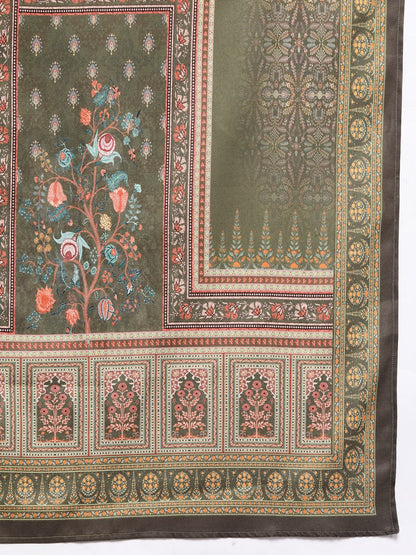 Indyancart VA Women'sEthnic Motif Printed Winter Kurta with Trouser & Dupatta