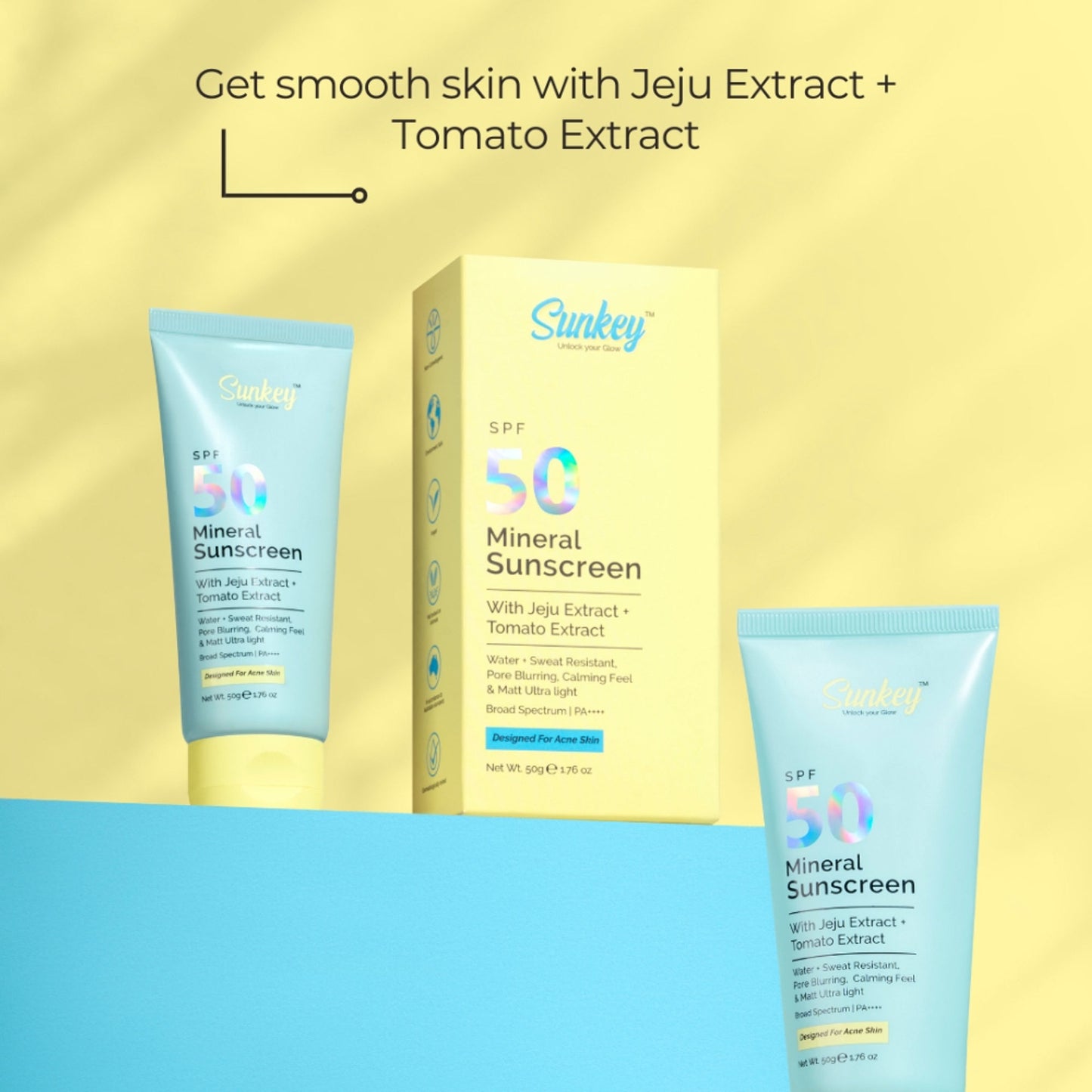 Sunkey Mineral Sunscreen SPF 50 PA++++ With Jeju And Tomato Extract