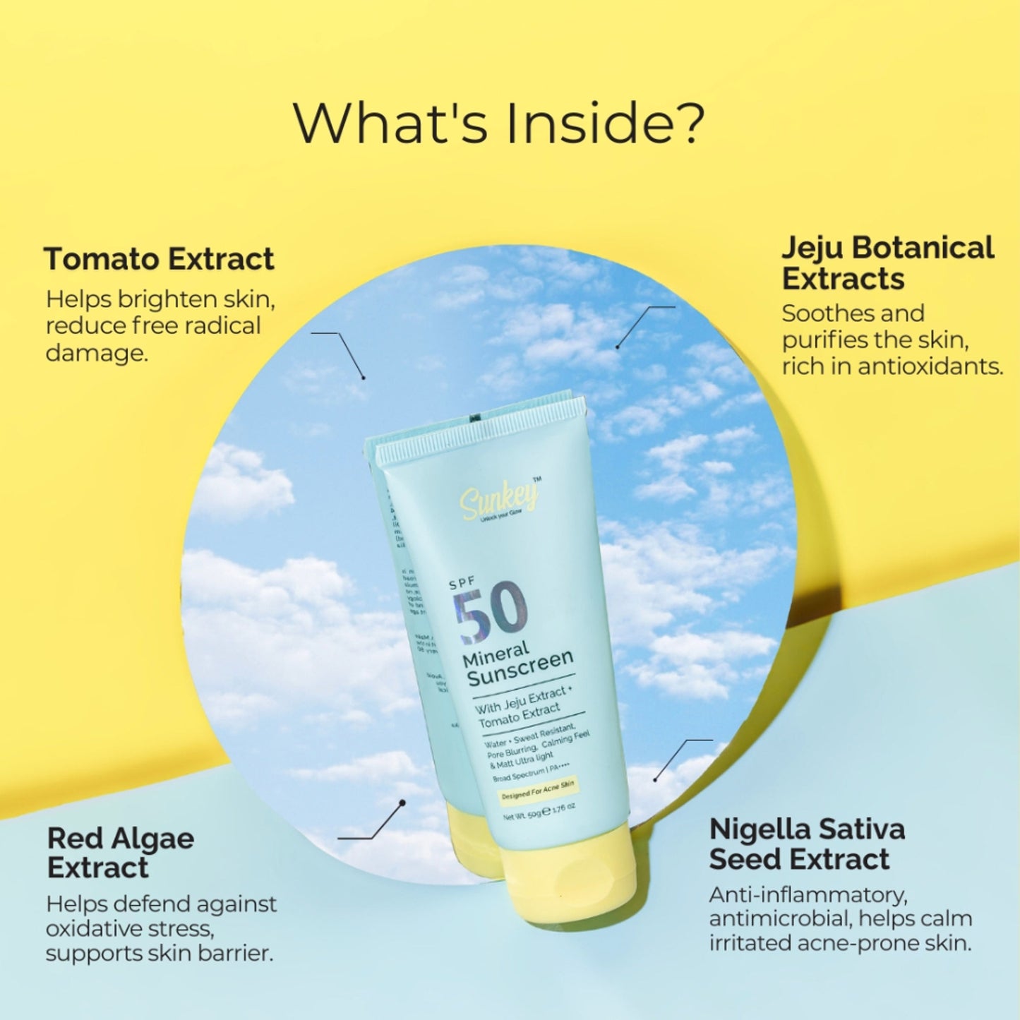 Sunkey Mineral Sunscreen SPF 50 PA++++ With Jeju And Tomato Extract
