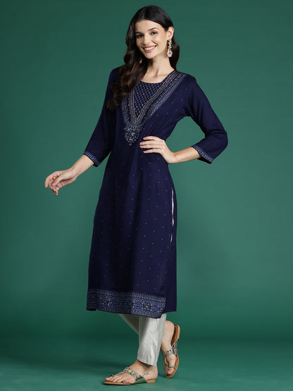 Indyancart IE Ethnic Motifs Printed Sequinned Kurta