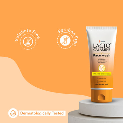 Lacto Calamine Vitamin C Face Wash With Aloe Vera & Niacinamide For Glowing & Skin Brightening