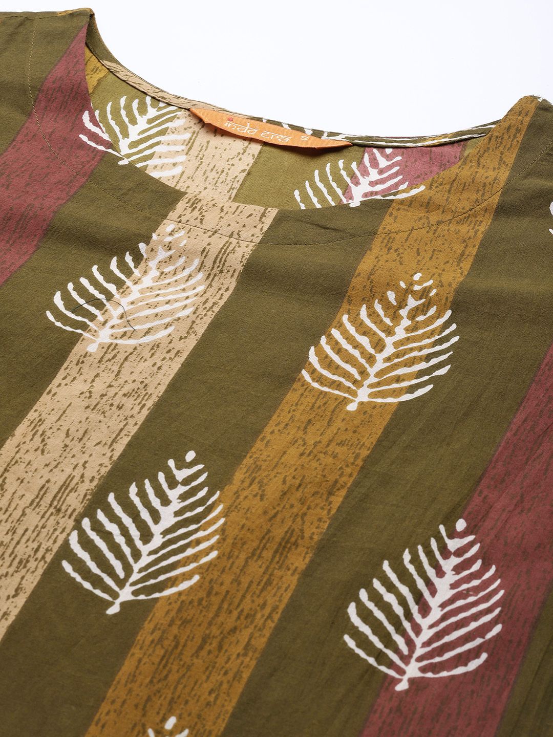 Dhiyona IE Women Olive Green & Maroon Ethnic Motifs Printed Kurta with Trousers & Dupatta