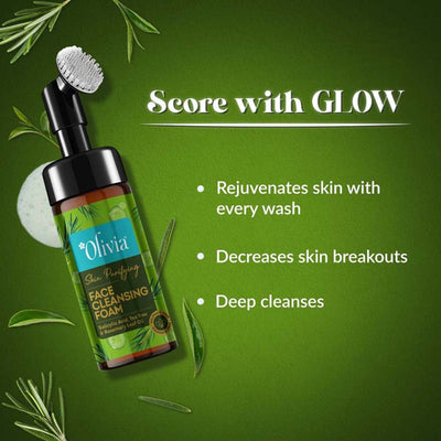 Olivia Skin Purifying Face Cleansing Foam–With Salicylic Acid, Tea Tree & Rosemary for Deep Cleanse