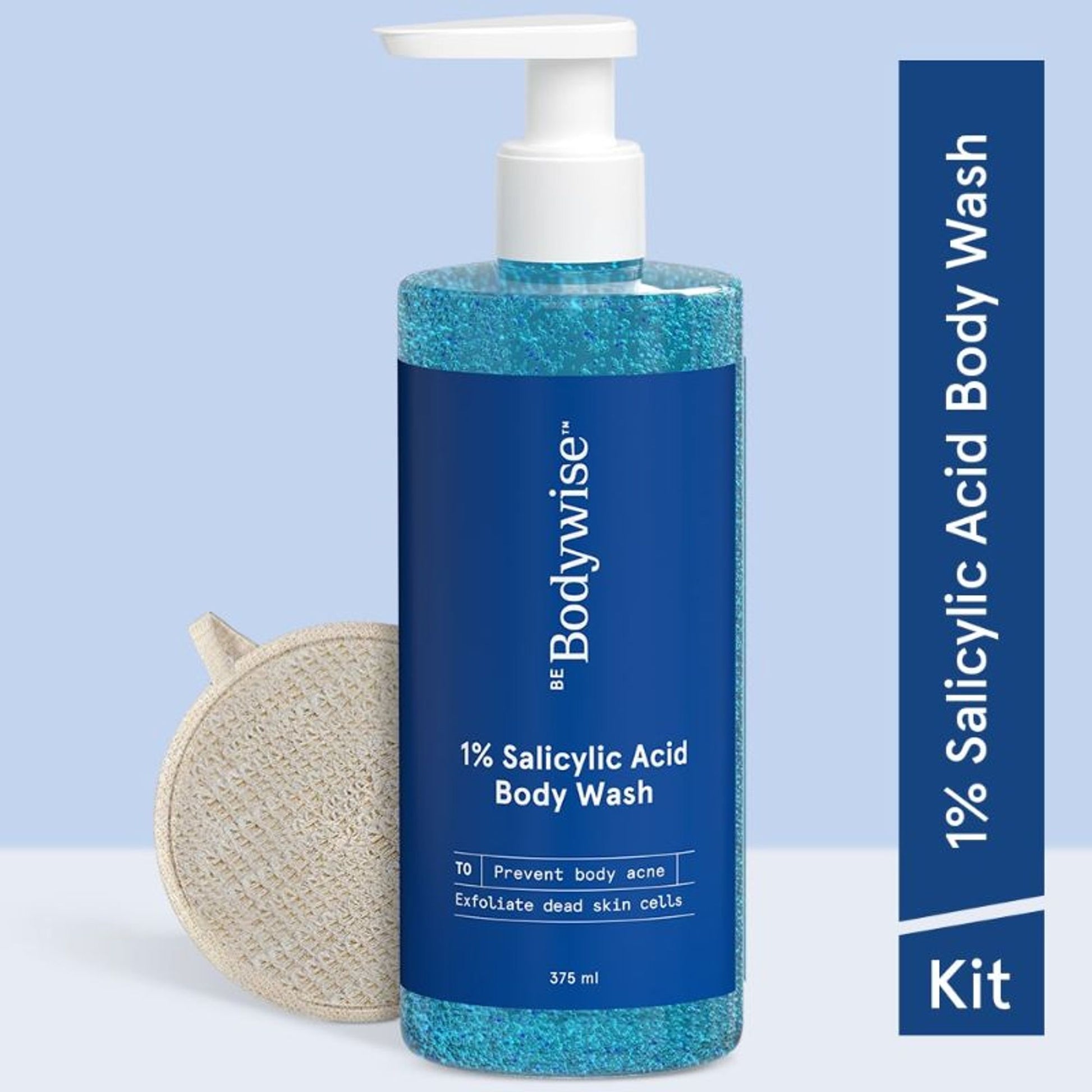 Be Bodywise 1% Salicylic Acid Body Wash with Loofah for Cleansing, Exfoliation & Acne Prevention