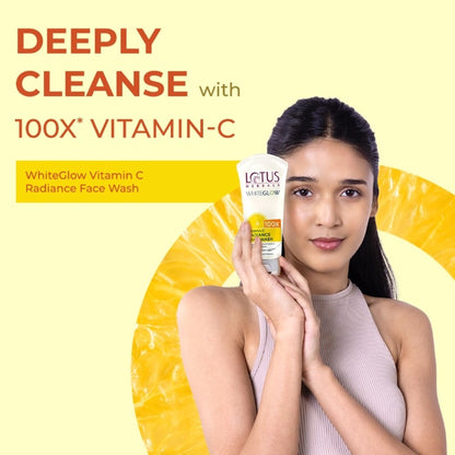 Lotus Herbals Whiteglow Vitamin C Radiance Face Wash Reduce Dark Spots & Dull Skin, All Skin Types