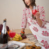 Dhiyona IE Floral Printed V-Neck A-Line Pure Cotton Tunic With Trouser