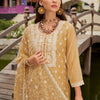 Dhiyona IE Floral Embroidered Round Neck Thread Work Organza Kurta With Trousers & Dupatta