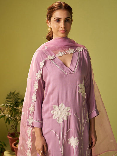 Indyancart IE Women Floral Embroidered Kurta with Trousers & Dupatta