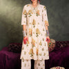Dhiyona IE Floral Printed Pure Cotton V-Neck A-Line Kurta With Palazzos