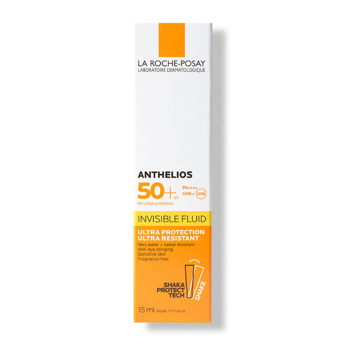 La Roche-Posay Anthelios UVMUNE400 SPF50+ invisible fluid sunscreen bottle for sensitive skin, showing the product label.