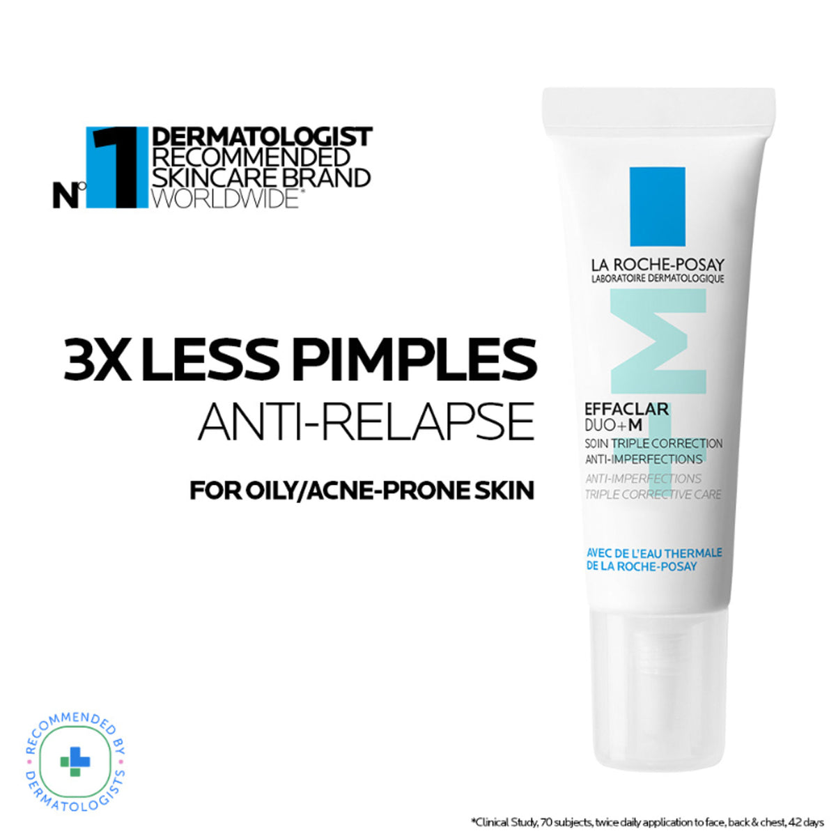 La Roche-Posay Effaclar Duo+M Gel with Salicylic acid, Anti-Acne Moisturiser for Acne-Prone Skin