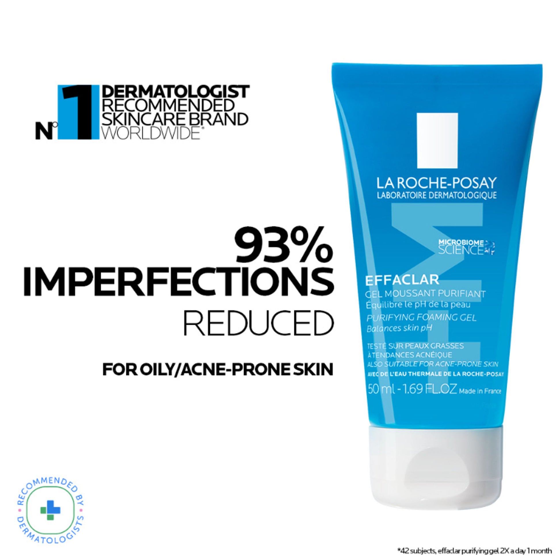La Roche-Posay Effaclar Purifying Anti-Acne Gel Face wash, Gentle Cleanser for Oily, Acne Prone skin
