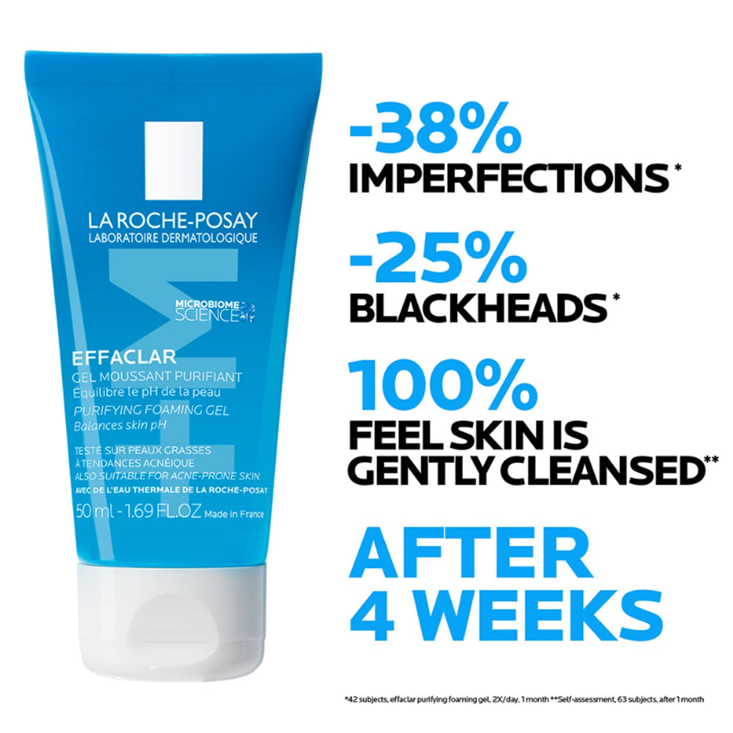 La Roche-Posay Effaclar Purifying Anti-Acne Gel Face wash, Gentle Cleanser for Oily, Acne Prone skin